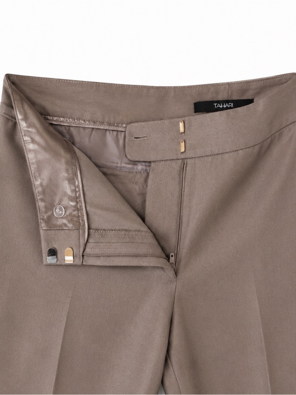 NWT Tahari Taupe Straight Leg Dress Pants Size 8 - Picture 4 of 5